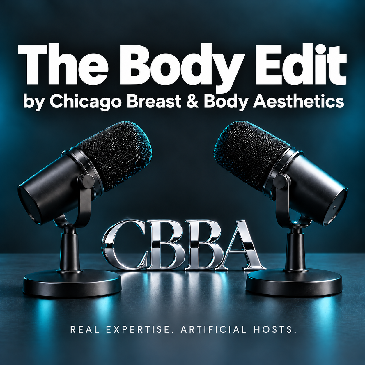 The Body Edit by Chicago Breast & Body Aesthetics cover with two black microphones and CBBA letters.